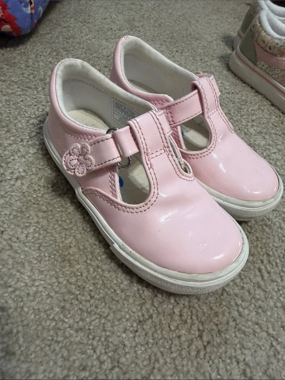 Keds Pink Patent Mary Jane Shoes with Flower Strap
